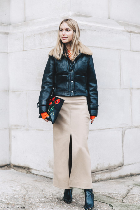 Pfw Paris Fashion Week Fall 2016 Street Style Collage Vintage Pernille Teisbaek Camel Skirt Celine Boots 4