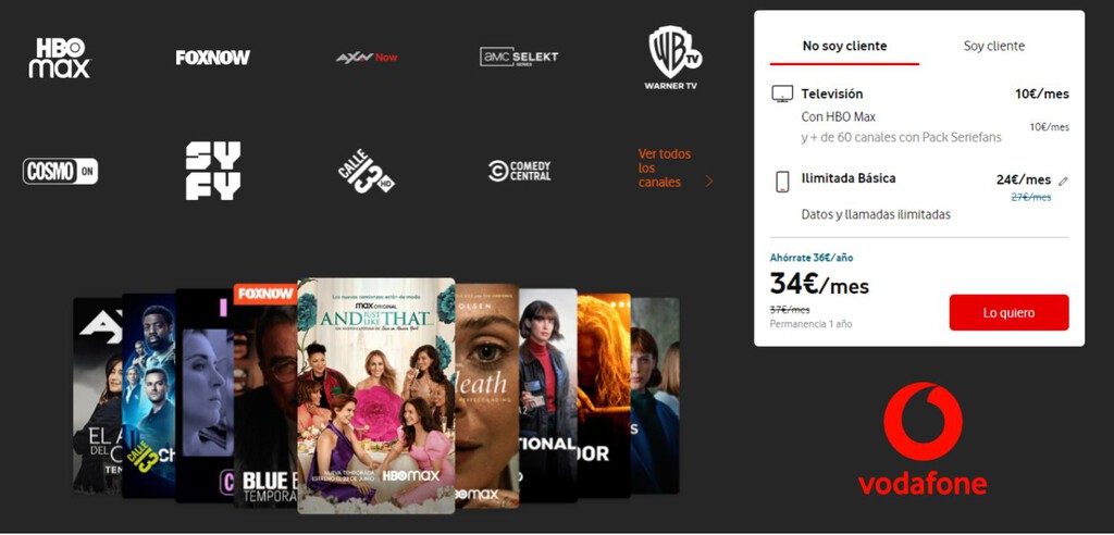 Vodafone no subirá el precio de sus packs de televisión con HBO max 