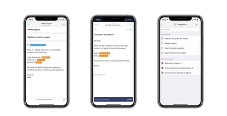 Spark for iOS でのテンプレートの例。