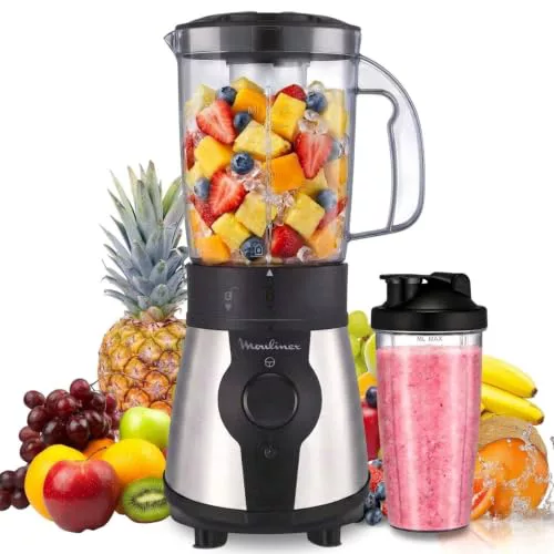 Moulinex Blend & Go, Batidora de vaso 300 W, Jarra de 1,3 L