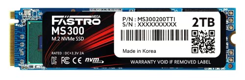 Mega Fastro SSD 2TB MS300 Series PCI-Express NVMe internamente hasta 7.000 MB/s de Lectura 6.000 MB/s Escritura