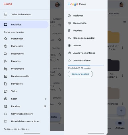Menu Lateral Gmail Y Google Drive