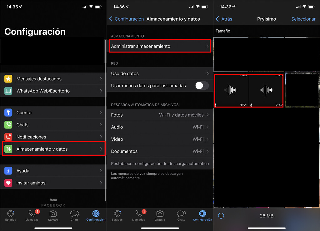 Dónde se guardan los audios de