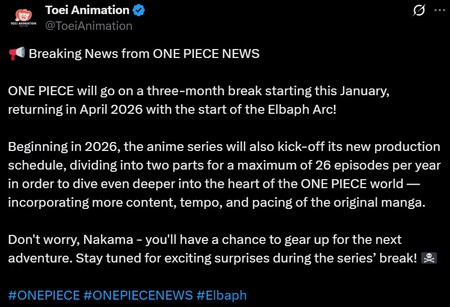Hiatus One Piece Anime