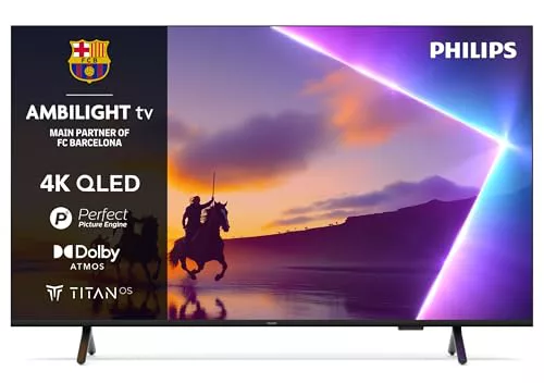 Philips Ambilight 65PUS8510 4K QLED Smart TV - Pantalla de 65 Pulgadas con Plataforma Titan OS, Pixel Precise Ultra HD y Sonido Dolby Atmos - Funciona con Alexa y con el Asistente de Voz de Google