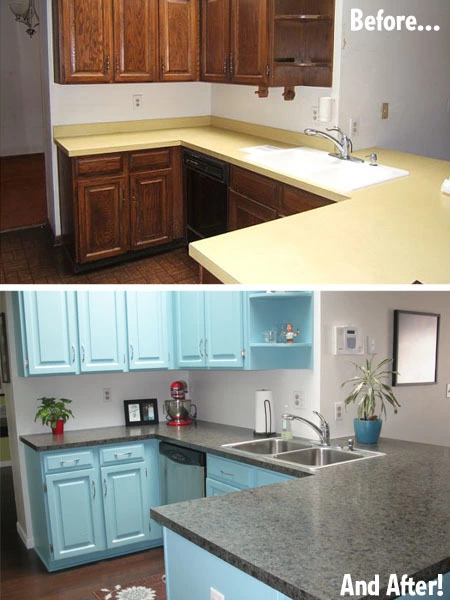 Antes y después: una cocina pintada de azul