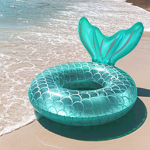 WLZP Flotador Inflable de Piscina con forma de cola de sirena, 110 cm