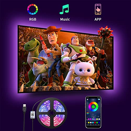 Romwish Tiras LED TV, 4.5M Tira LED USB RGB con APP