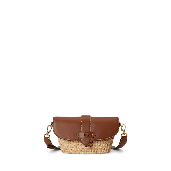 Bolso Lynden pequeño de paja y piel 