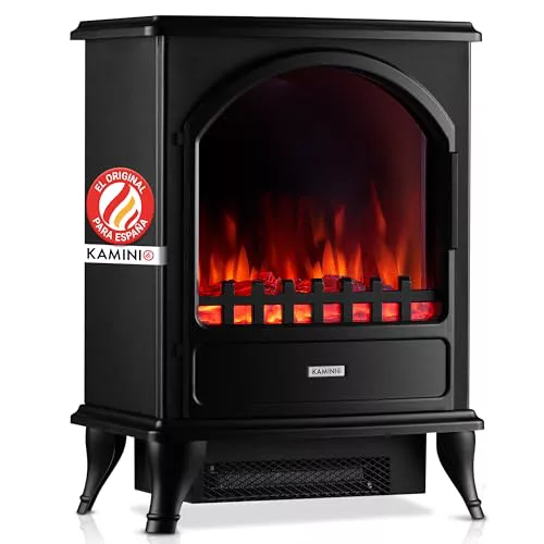 KAMINIO Chimenea eléctrica Leni - Estufa de Chimenea con calefacción, Efecto Llama 3D (Negro)
