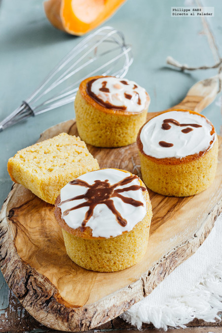 Muffins de plátano y calabaza. Receta para Halloween