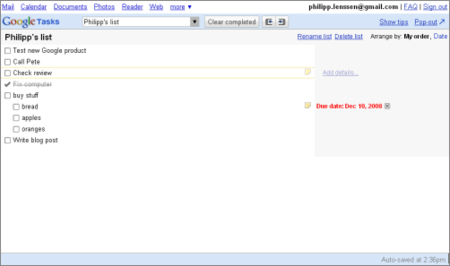 Google Tasks, un posible nuevo servicio