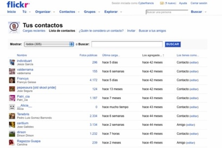 Flickr actualiza su herramienta de gestión de contactos