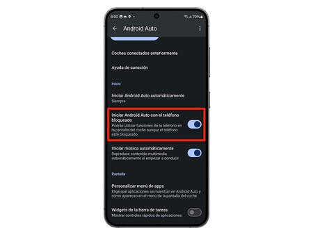 Android Auto se inicie al conectarlo, aunque el móvil esté bloqueado