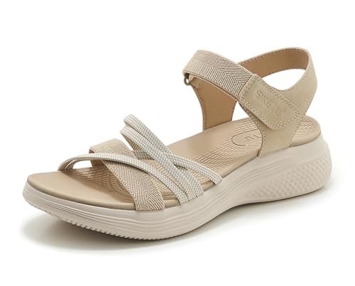 Meik Mangni Sandalias Mujer Verano Deportivas Zapatos de Playa Casual Sandalias de Senderismo Moda Beige 39 EU