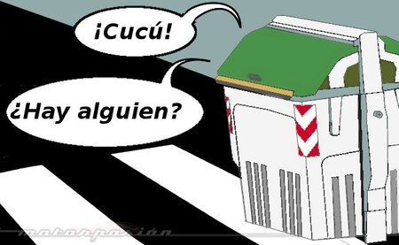 Contenedor sobre paso de peatones