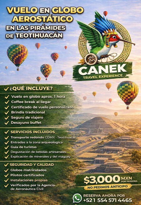 Cuánto cuesta volar en globo aerostático en Teotihuacán para una cita romántica este día de San Valentín