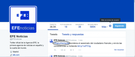 El peligro de las sugerencias de etiquetas de Twitter: EFE y su #RajoyMariquita