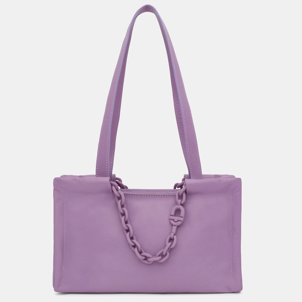 Bolso shopper mediano Manifesto de piel en lila con varias asas

