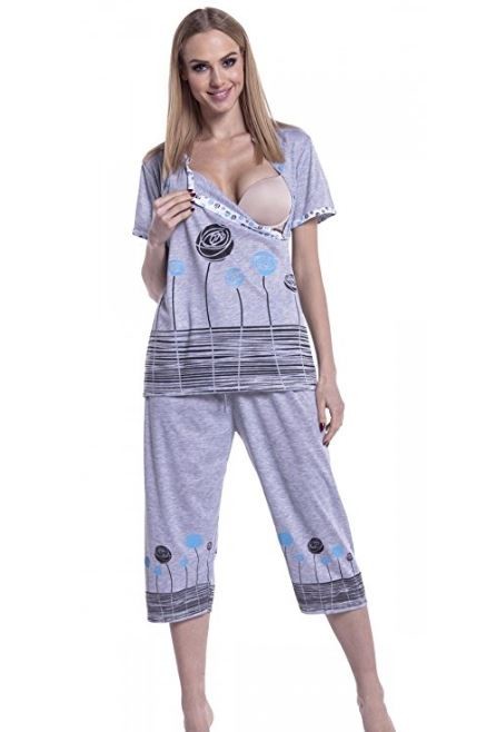 Pijama Gris Flores