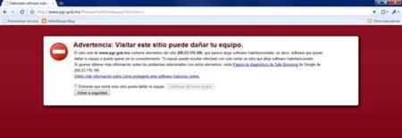 Sitio malicioso detectado por Chrome