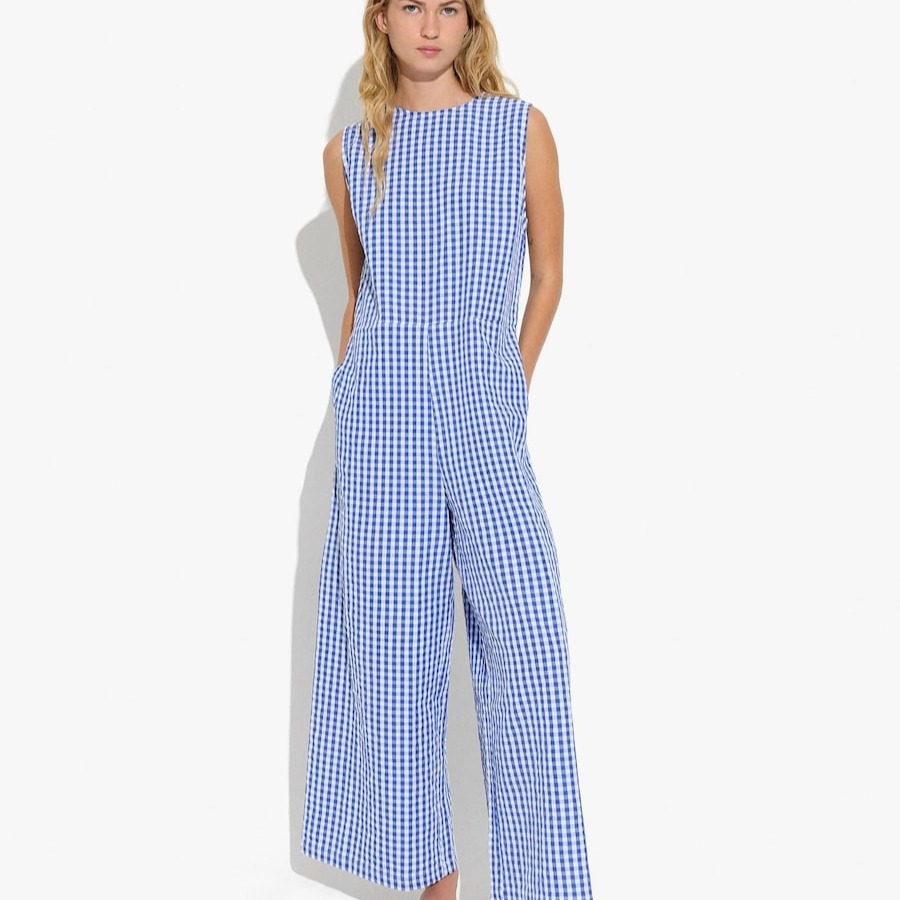 Mono largo con estampado vichy Azul Parfois


