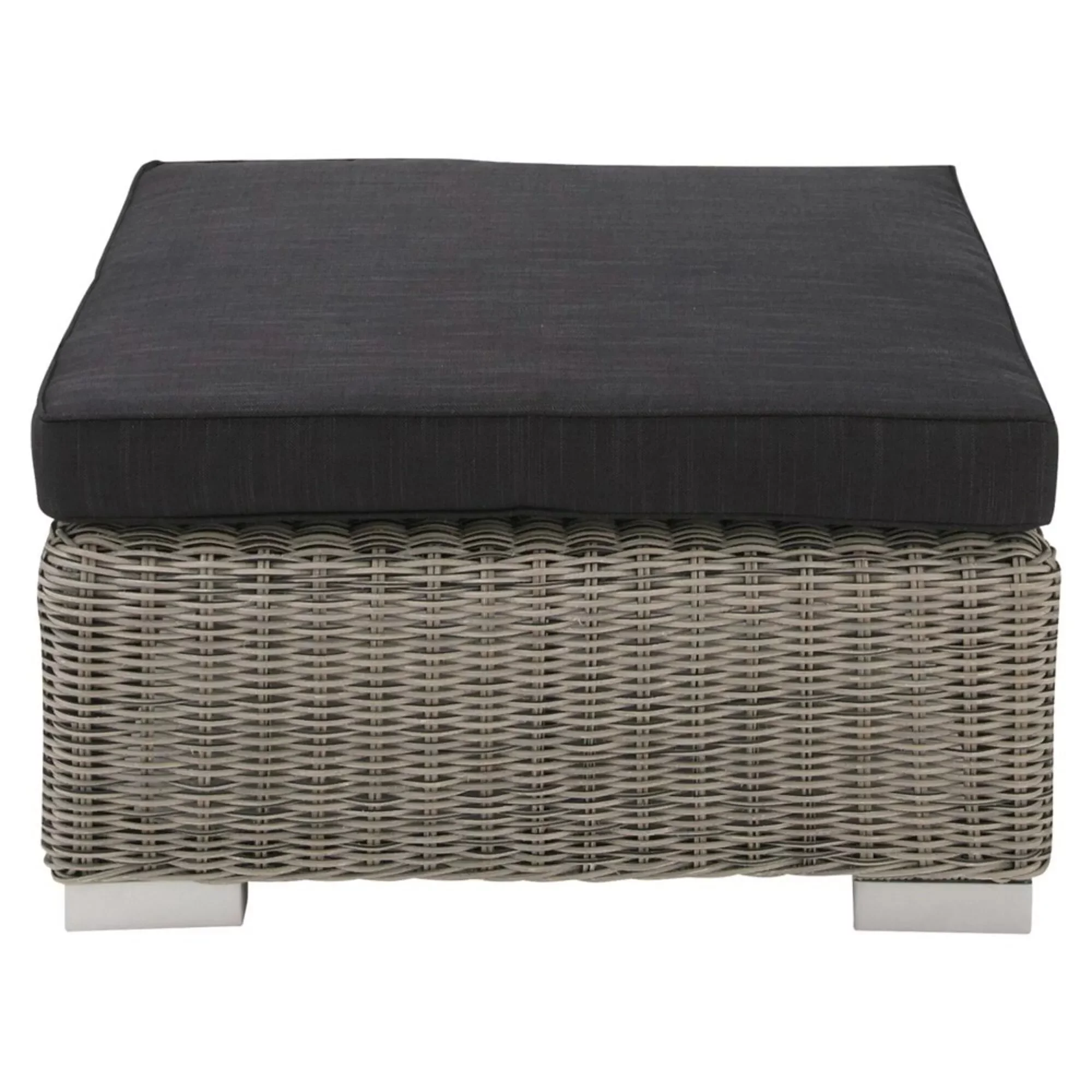 Puf de jardín de resina trenzada gris