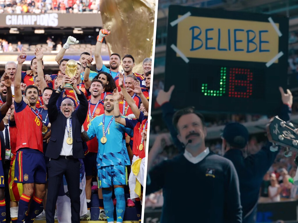 Apple se coló en la victoria de España con un detalle en el estadio que solo los fans de 'Ted Lasso' entendieron