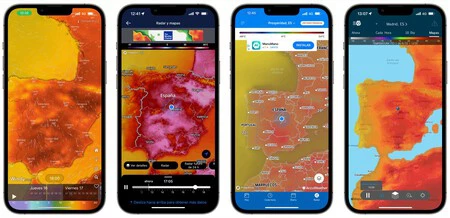 私たちが推奨するアプリは左から右に次のとおりです: Windy、The Weather Channel、AccuWeather、WeatherBug。