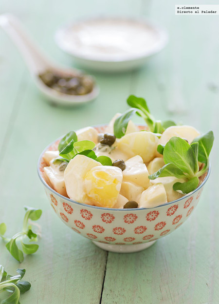 Ensalada de patata con alcaparras y aliño de salsa Perrins. Receta