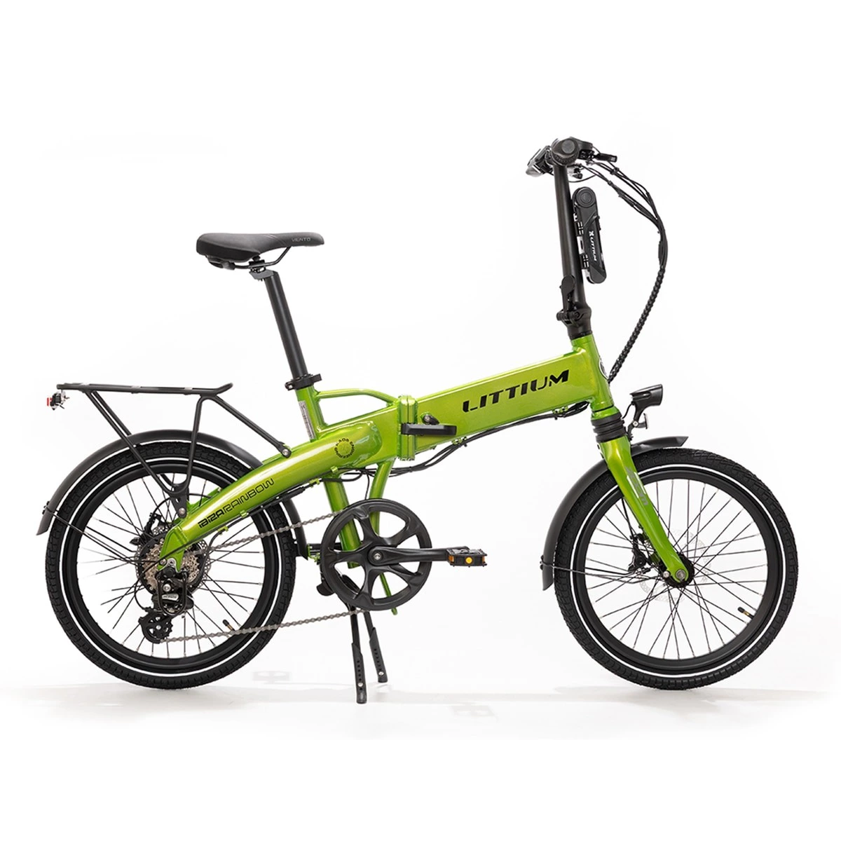 Bicicleta eléctrica plegable Ibiza Rainbow Green Peace Littium

