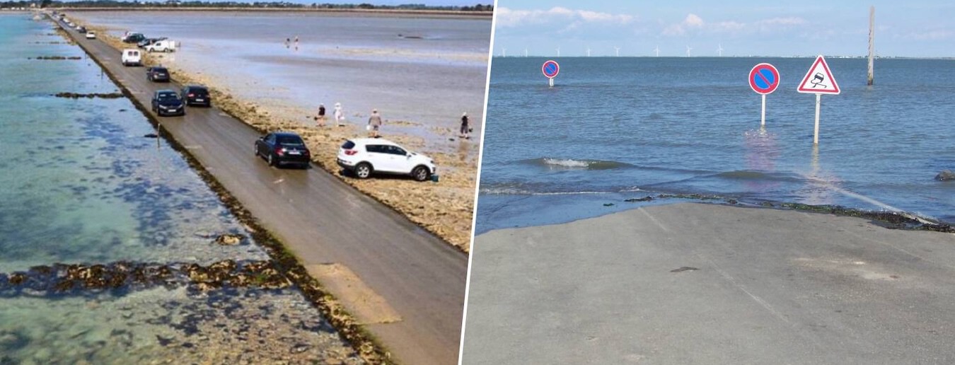Resulta que en Francia hay una carretera que el Atlántico inunda dos veces al día. Al cruzarla, te juegas un rescate
