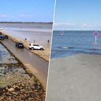 Está en Francia y el mar se la traga dos veces al día: así es la carretera donde te juegas el coche si no miras el reloj