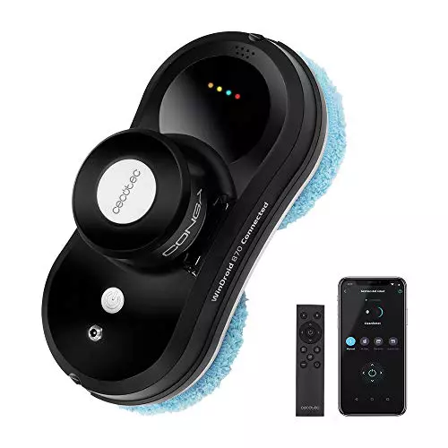 Cecotec Robot Limpiacristales Conga Windroid 870 Connected Itechwin 4.0, Navegación Inteligente, Detecta Los Límites de La Ventana, App Control, Sistema de Seguridad, 4 Modos de Limpieza, Negro