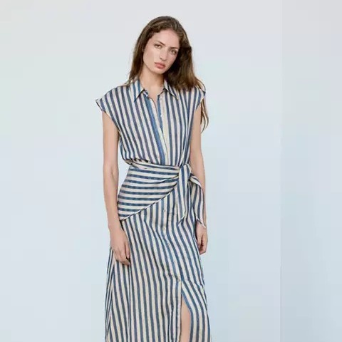 Vestido camisero rayas pañuelo
