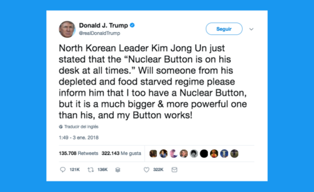 Trump usa Twitter para amenazar al planeta con una guerra nuclear, porque puede