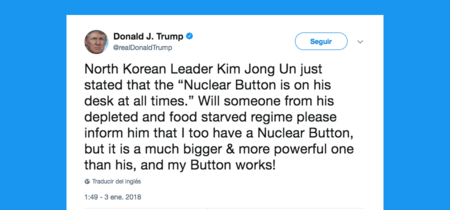 Trump usa Twitter para amenazar al planeta con una guerra nuclear, porque puede