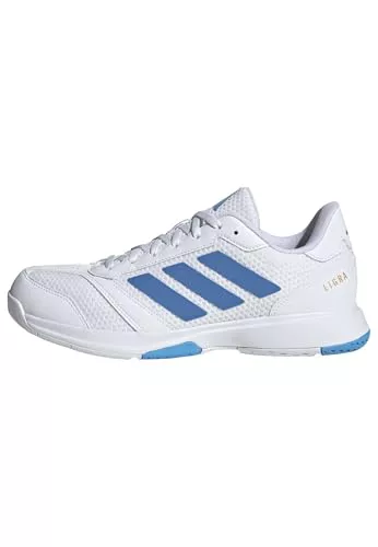 adidas Hombre Ligra 8 Mens Indoor Shoes, FTWR White/Ray Blue/Lucid Aquamarine, 42 EU