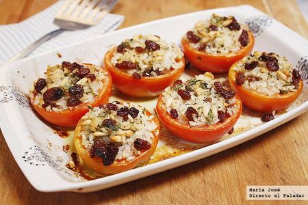 Receta de tomates rellenos de arroz con pasas y piñones