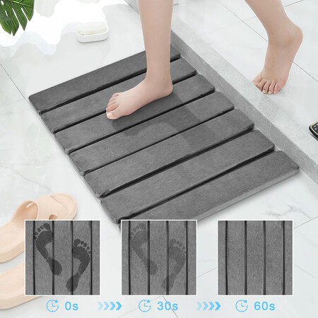 Alfombrilla de Baño de Piedra de Diatomeas - Super Absorbente, Secado Rápido, 40x30cm, Perfecta para Baño y Cocina (Gris)