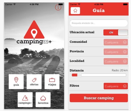 Aplicaciones viajeras: CampingEs, para campistas en España. 