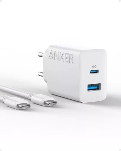 Anker Cargador USB C 20W (Cable USB C de 1,5m Incluido)