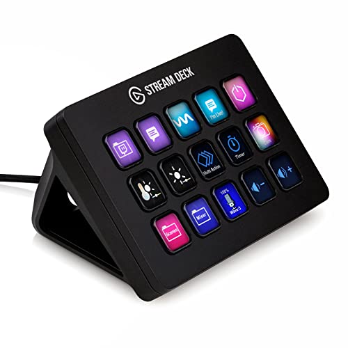 Elgato Stream Deck MK.2 – Controlador de estudio, 15 teclas macro, activa acciones en apps y software como OBS, Twitch, ​YouTube y otros, funciona en Mac y PC, Color Negro