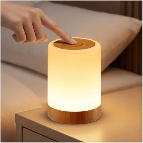 Auxmir Lámpara de Mesita de Noche LED Recargable para Bebé, Marrón Claro