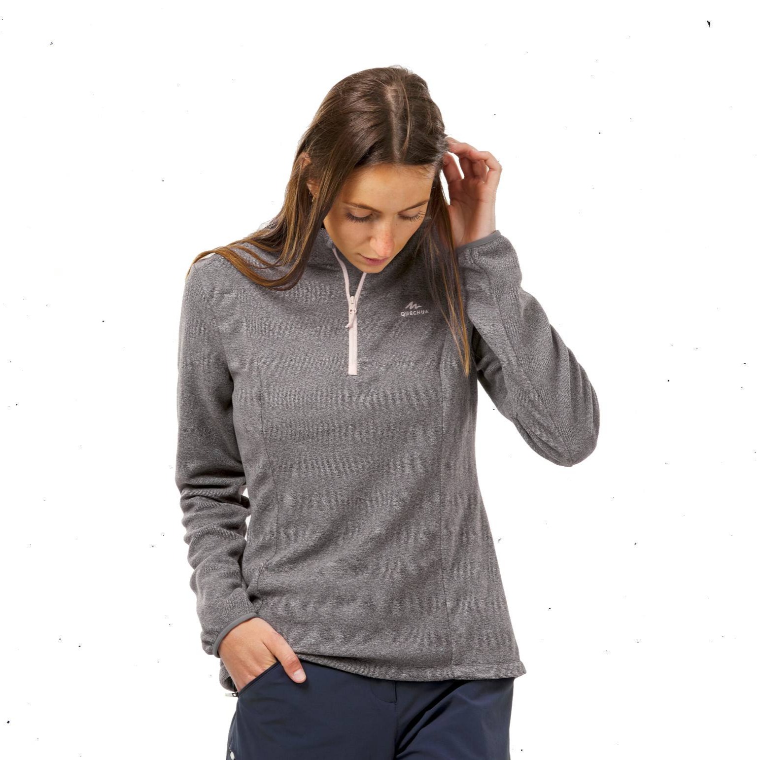 Forro Polar montaña y trekking media cremallera Mujer Quechua MH100
