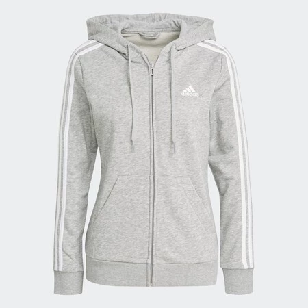 Chaqueta Con Capucha Essentials French Terry 3 Bandas Gris Gl0802 01 Laydown