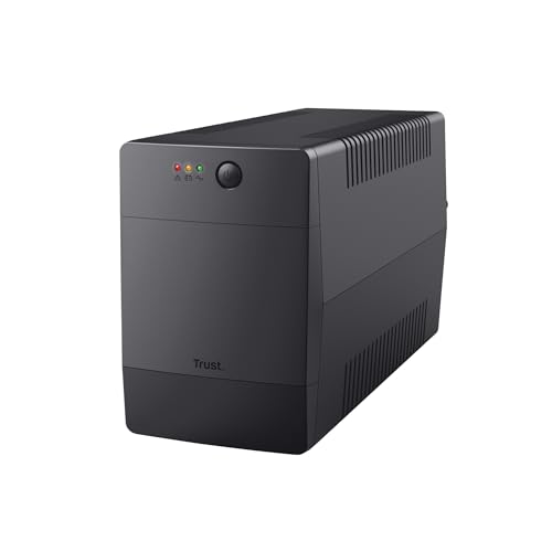 Trust Paxxon SAI PC 1000 VA Sistema de Alimentación Ininterrumpida, 4 Tomas de Pared Schuko, UPS con Batería Incorporada, Protección Incorporada contra Sobrecarga o Descarga, Ordenador, Smart TV