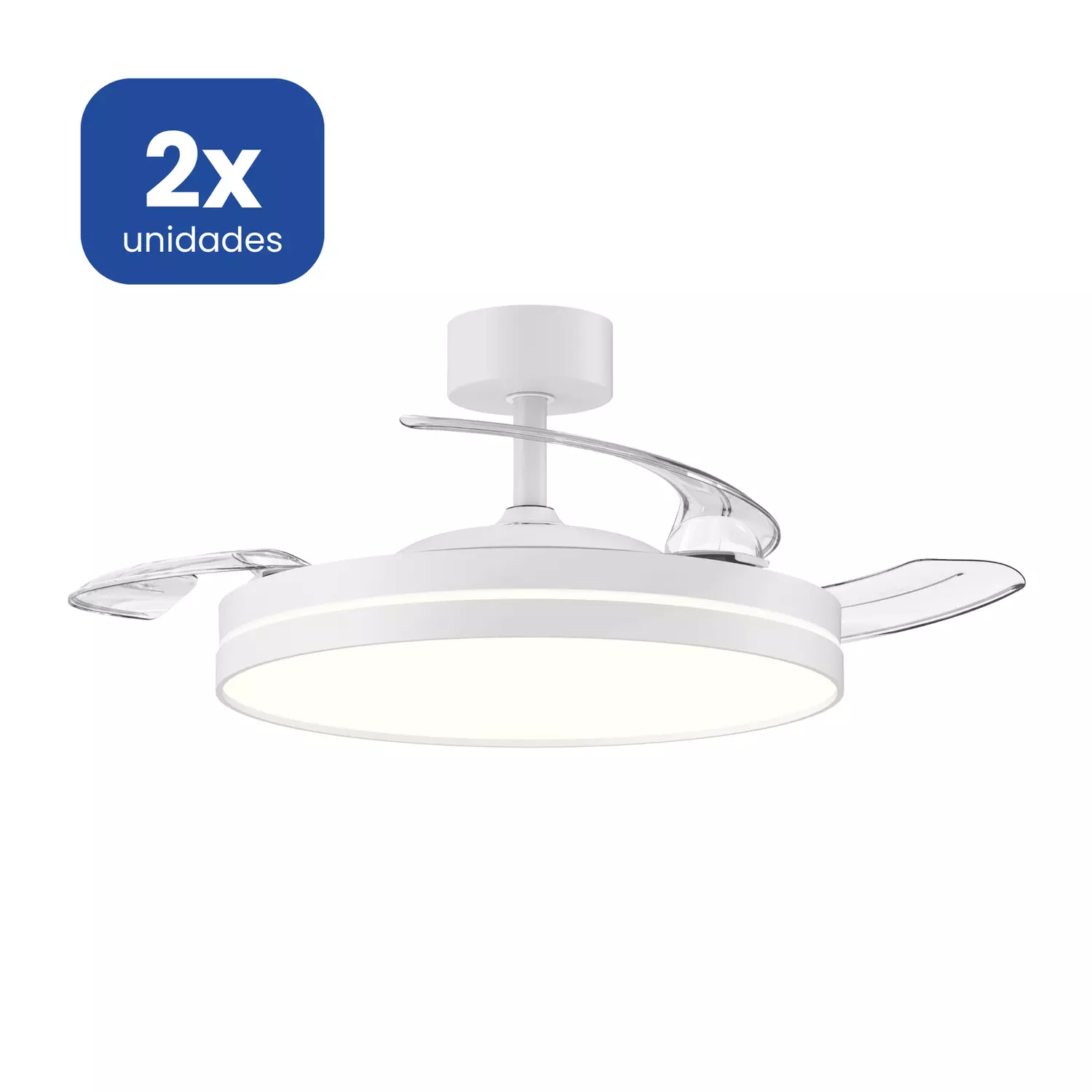 Pack 2 Ventiladores De Techo Con Luz Led - Motor Dc Silencioso 24v - 6 Velocidades Con Mando - 3240 Lúmenes - Diámetro 50cm - Diseño Blanco Minimalista - Eficiencia Energética Clase A++
