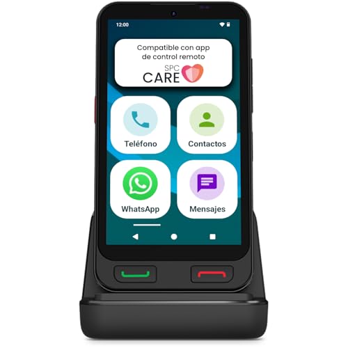 SPC Zeus 2 + Carcasa | Smartphone para Mayores Compatible con App para Control y ubicación remota | Modo fácil, Botones físicos, Iconos XXL | Pantalla 5”, Dos cámaras, 64GB | Base de Carga, Botón SOS