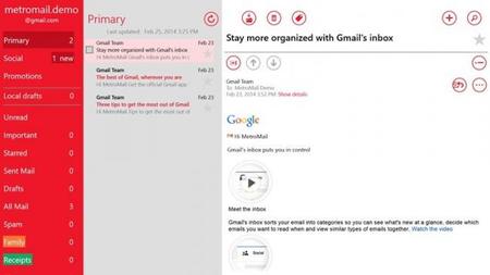MetroMail, el completo cliente para Gmail llega a Windows 8.1/RT